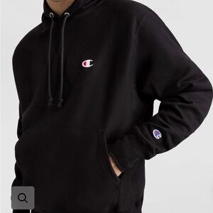 Champion Black Pullover Hoodie with Small Chest Logo